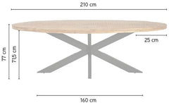 Eetkamertafel Lima ovaal 210