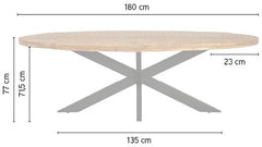 Eetkamertafel Lima ovaal 180