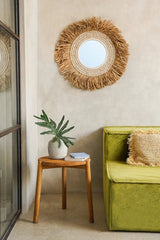 De Raffia Cowrie Spiegel - Naturel Wit - WeAreTables