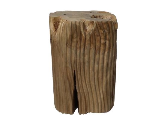 Decoratief krukje met patroon - 35x35x40 - Naturel - Teak - WeAreTables