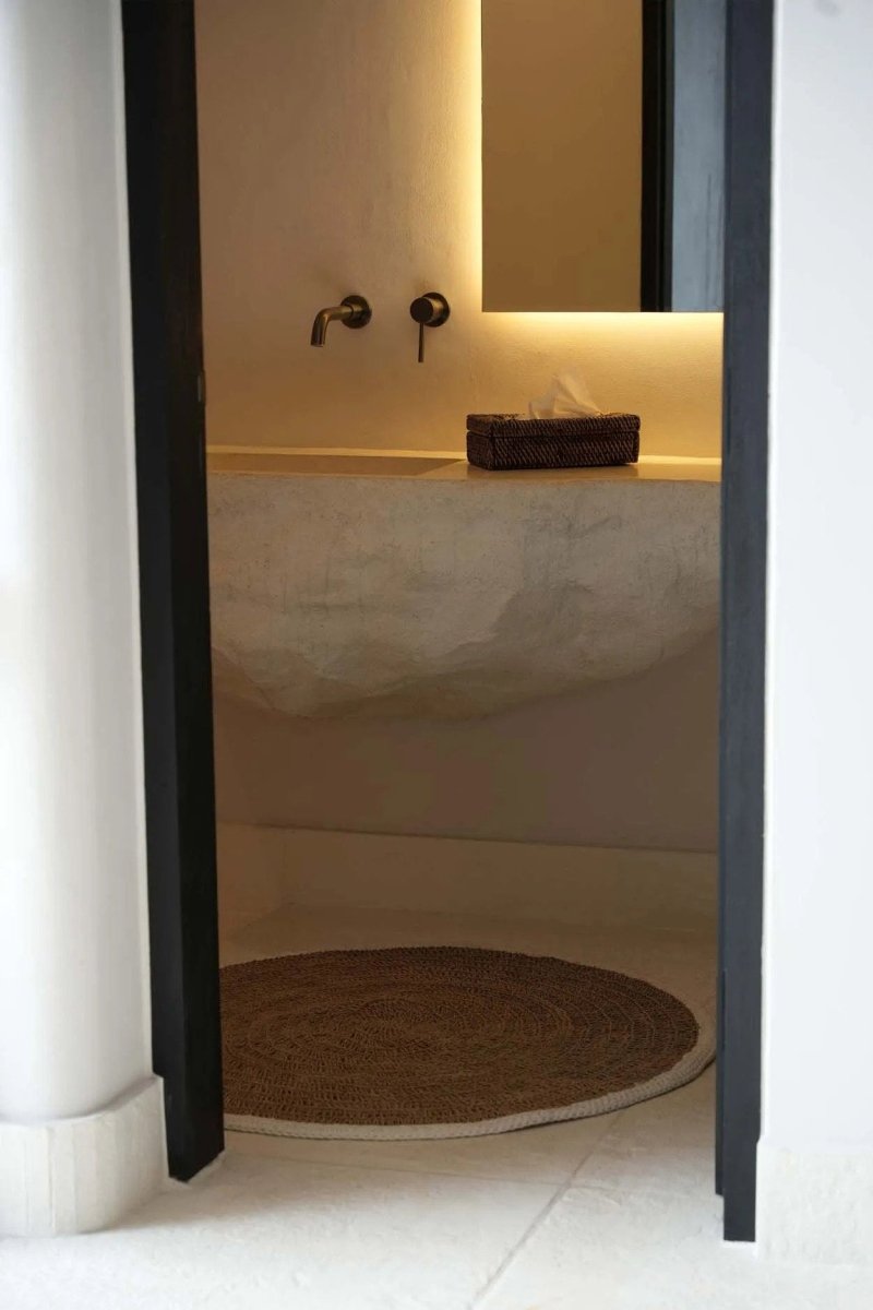 Het Seagrass & Katoen Rond Tapijt - Naturel Wit - 100 - WeAreTables